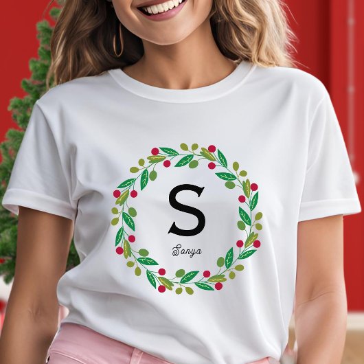 Monogram initiaal - vrouwen familie Kerst T-shirt