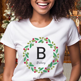 Monogram initiaal - vrouwen familie Kerst T-shirt