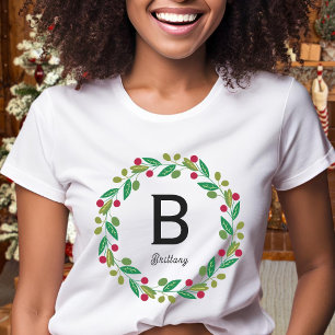 Monogram initiaal - vrouwen familie Kerst T-shirt