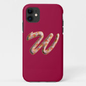 Monogram Initiaal W in Roos Iphone Case (Achterkant)