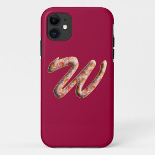 Monogram Initiaal W in Roos Iphone Case