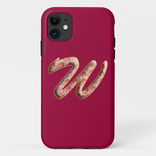 Monogram Initiaal W in Roos Iphone Case (Achterkant)