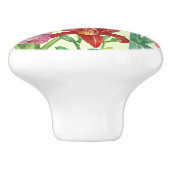 Monogram Initiaal Warm Kleur Floral Illustratie Keramische Knop (Zijkant)