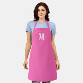 Monogram initiaal warm roze wit aanpassen schort (Gedragen)
