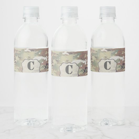 Monogram Initiaal Water Etiket Fles Leger OCP Camo (Flessen)