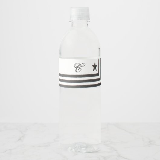 Monogram Initiaal Water Flaceletiket Zeemievaarten Waterfles Etiket (Voorkant)