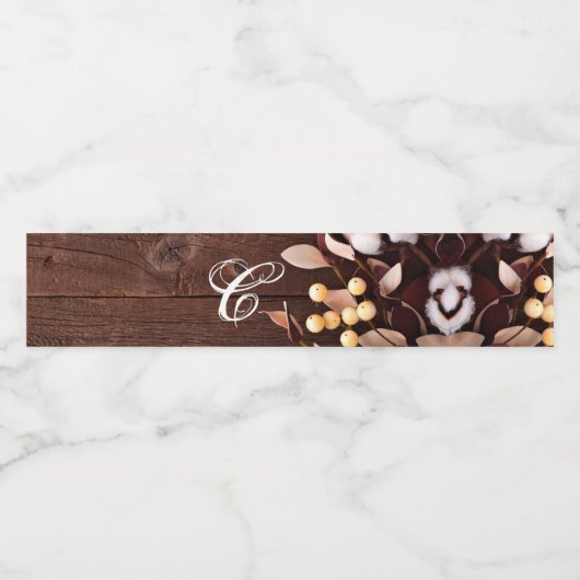 Monogram Initiaal Waterfles Etiket Katoenen tak (Enkel label)