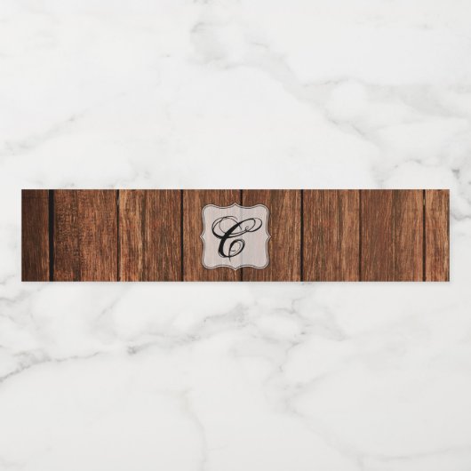 Monogram Initiaal Waterfles Etiket Schuur Houten A (Enkel label)