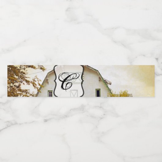 Monogram Initiaal Waterfles Etiket Sunset Barn Co (Enkel label)