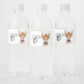 Monogram Initiaal Waterfles Label boho hert Buck Etiket (Flessen)