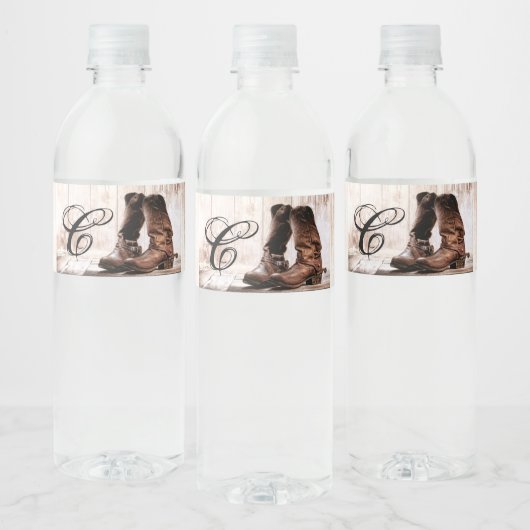Monogram Initiaal Waterfles Label Boots Land Waterfles Etiket (Flessen)