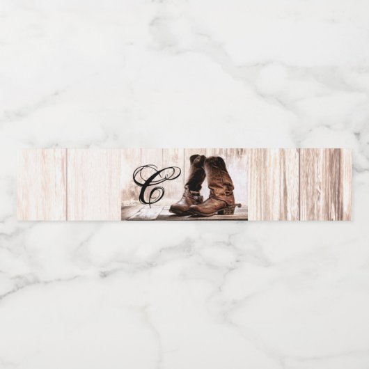 Monogram Initiaal Waterfles Label Boots Land Waterfles Etiket (Enkel label)