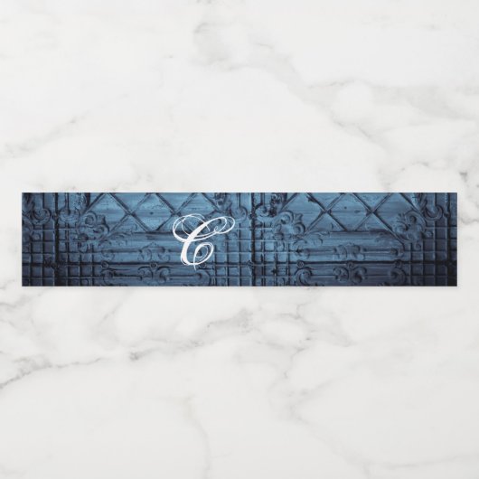 Monogram Initiaal Waterfles Label Rustic Tin Pan Waterfles Etiket (Enkel label)