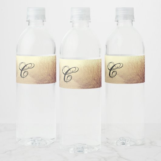 Monogram Initiaal Waterfles Label Sunrise Pathwa Waterfles Etiket (Flessen)