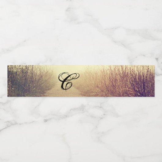 Monogram Initiaal Waterfles Label Sunrise Pathwa Waterfles Etiket (Enkel label)