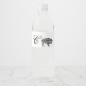 Monogram Initiaal Waterflesetiket Boho Buffalo T Waterfles Etiket (Voorkant)