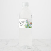 Monogram Initiaal Waterflesetiket Boho Llama Boh Waterfles Etiket (Voorkant)