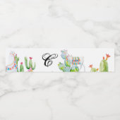 Monogram Initiaal Waterflesetiket Boho Llama Boh Waterfles Etiket (Enkel label)