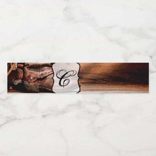 Monogram Initiaal Waterflesetiket Cowboylaarzen B Waterfles Etiket (Enkel label)
