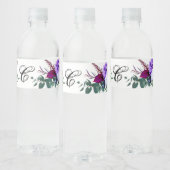 Monogram Initiaal Waterflesetiket Lavendel Hibis Waterfles Etiket (Flessen)