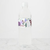 Monogram Initiaal Waterflesetiket Lavendel Hibis Waterfles Etiket (Achterkant)