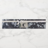 Monogram Initiaal Waterflesetiket Navy Digi Camo Waterfles Etiket (Enkel label)