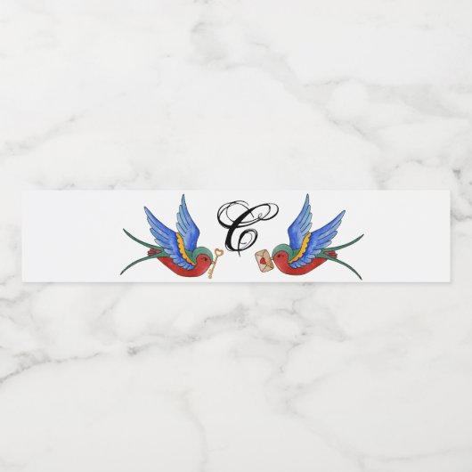 Monogram Initiaal Waterflesetiket Traditional BI Waterfles Etiket (Enkel label)