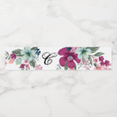 Monogram Initiaal Waterflesetiket Tropische bloem Waterfles Etiket (Enkel label)