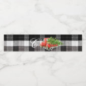 Monogram Initiaal Waterflesetiket XMAS Truck Baf Waterfles Etiket (Enkel label)