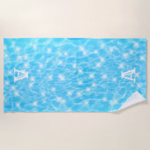 Monogram initiaal Waterrimpelwatertextuur modern Strandlaken (Voorkant)