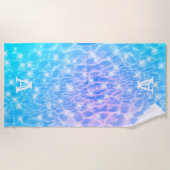 Monogram initiaal Waterrimpelwatertextuur modern Strandlaken (Voorkant)