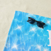 Monogram initiaal Waterrimpelwatertextuur modern Strandlaken (In situ)