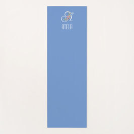 Monogram initiaal waterverf bloem blauw yogamat