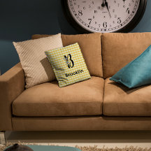 Monogram initiaal waterverf bloem gingham patroon