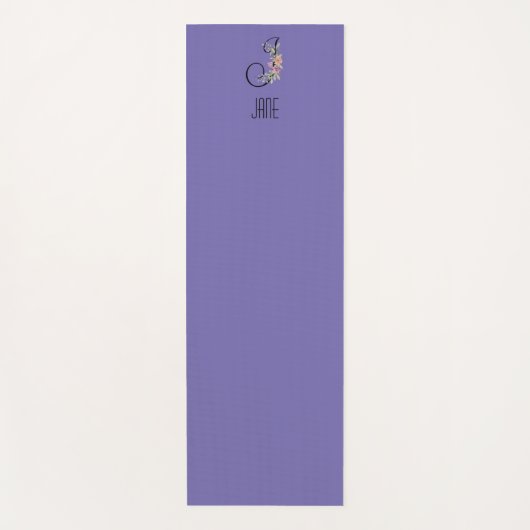 Monogram initiaal waterverf bloem lavendel yogamat (Voorkant)