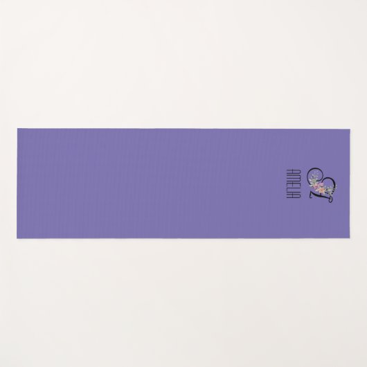 Monogram initiaal waterverf bloem lavendel yogamat (Voorkant (horizontaal))