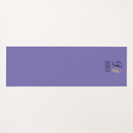 Monogram initiaal waterverf bloem lavendel yogamat (Voorkant (horizontaal))