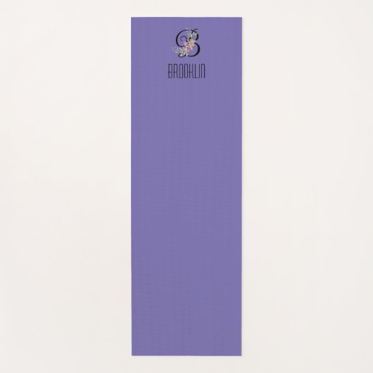 Monogram initiaal waterverf bloem lavendel yogamat (Voorkant)