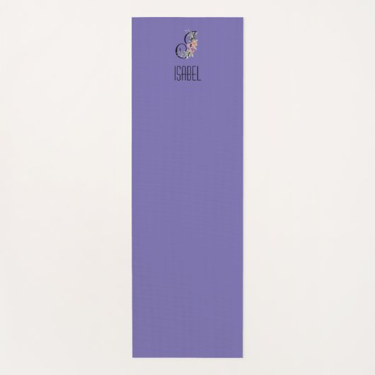 Monogram initiaal waterverf bloem lavendel yogamat (Voorkant)