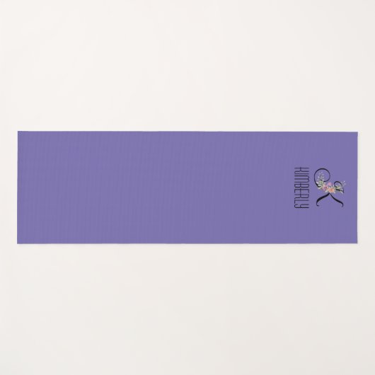 Monogram initiaal waterverf bloem lavendel yogamat (Voorkant (horizontaal))