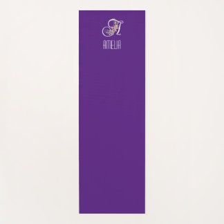 Monogram initiaal waterverf bloem paars yogamat