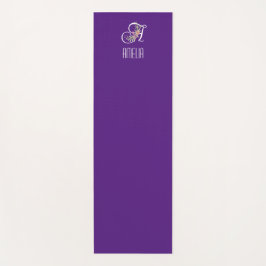 Monogram initiaal waterverf bloem paarse yogamat