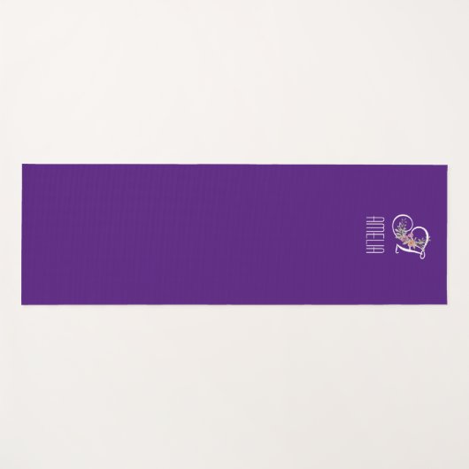 Monogram initiaal waterverf bloem paarse yogamat (Voorkant (horizontaal))