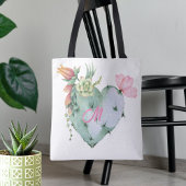 Monogram Initiaal  Waterverf Bloemen Groen Tote Bag