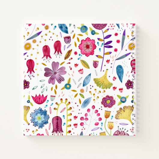 Monogram Initiaal Waterverf Bloemenpatroon Notitieboek (Achterkant)