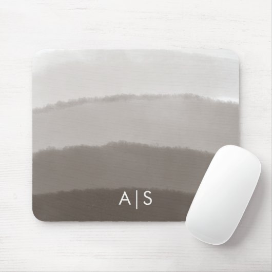 Monogram Initiaal Waterverf Davy Gray Ombre Muismat (Met muis)