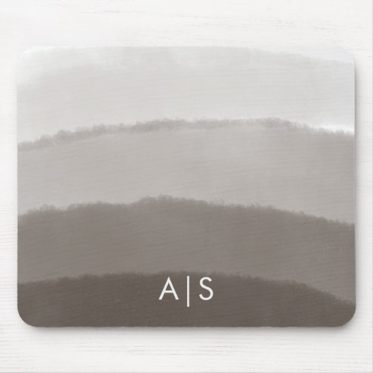 Monogram Initiaal Waterverf Davy Grey Ombre Muismat (Voorkant)