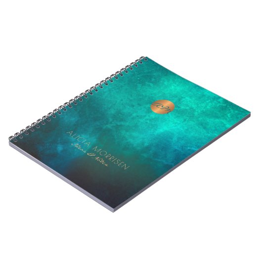 Monogram initiaal waterverf groen goud kantoor notitieboek (Linkerzijde)