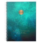 Monogram initiaal waterverf groen goud kantoor notitieboek (Voorkant)