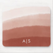 Monogram Initiaal Waterverf Koper Roest Ombre Muismat (Voorkant)